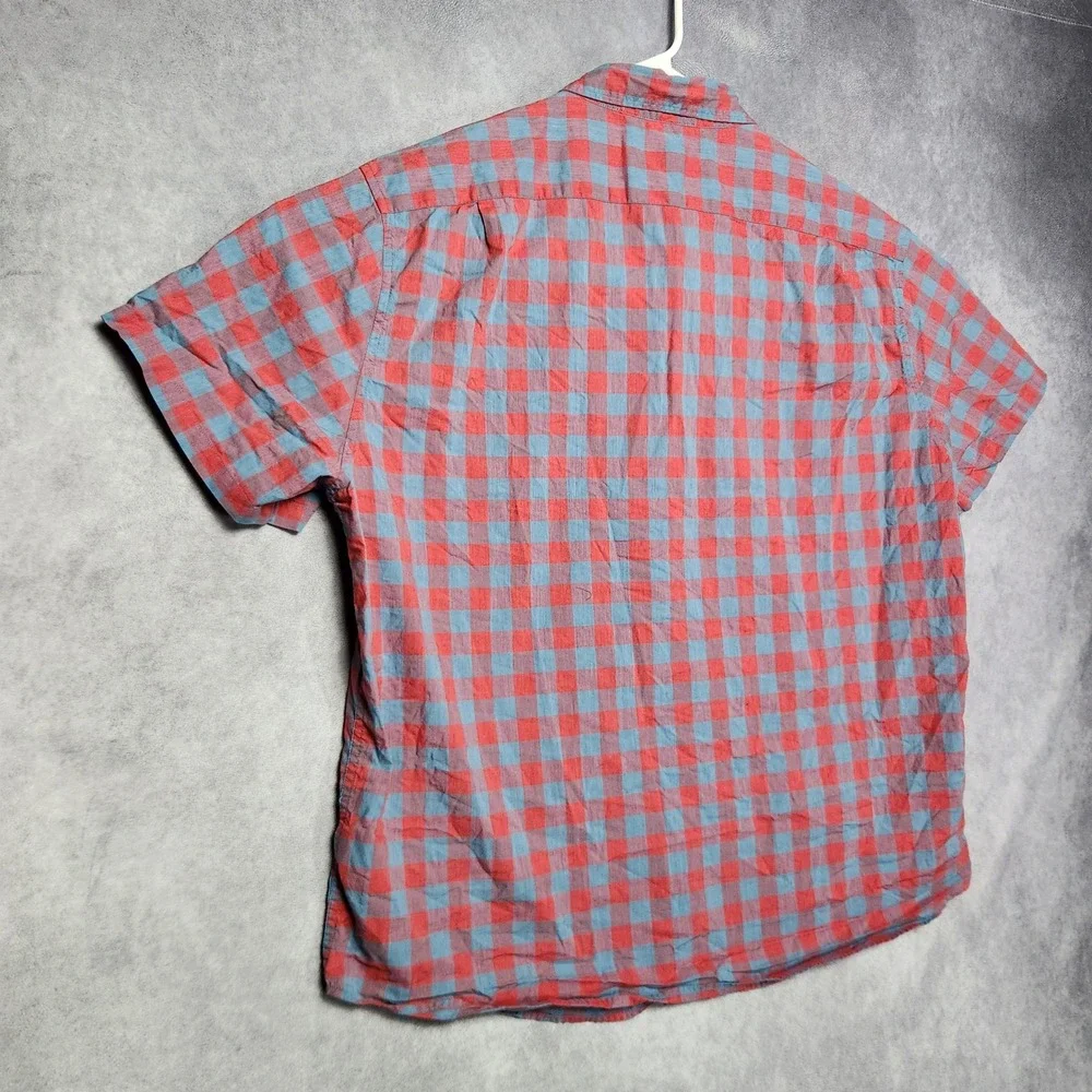 J Crew Mens XXL Red Blue Gingham Short Sleeve Button Down Shirt H4767 SP 18